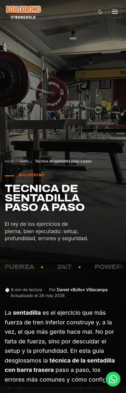Una guía de entrenamiento en el móvil, con autor, tiempo de lectura y fecha de actualización