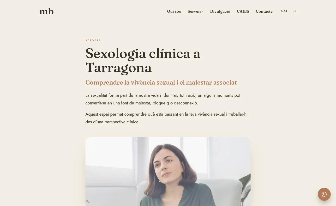 Página del servicio de sexología clínica en Tarragona